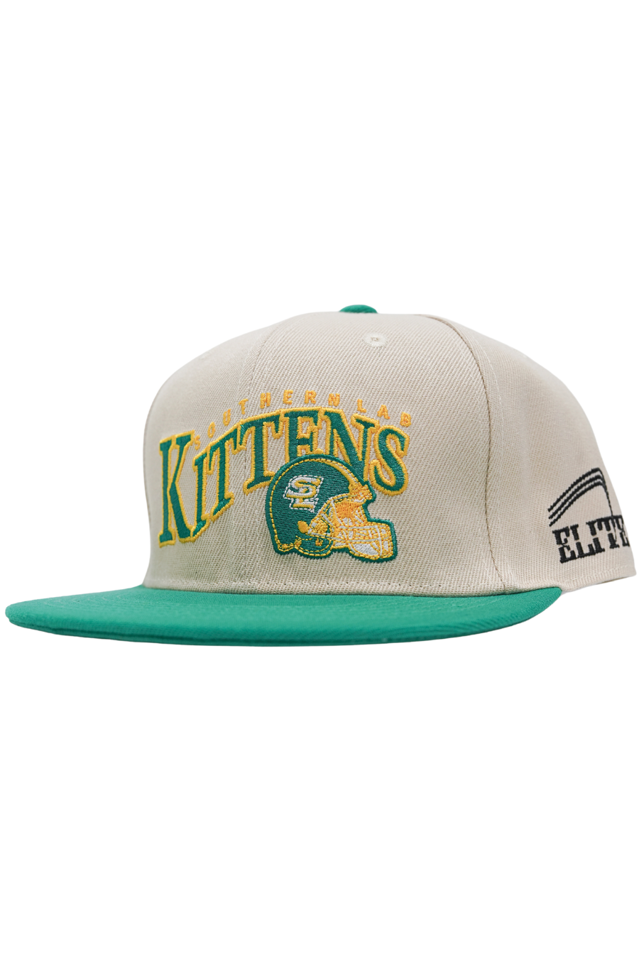 SULAB Kitten Football Snapback HAT - Tan/Green