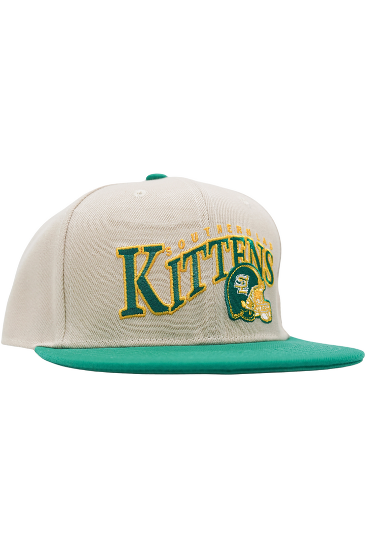 SULAB Kitten Football Snapback HAT - Tan/Green