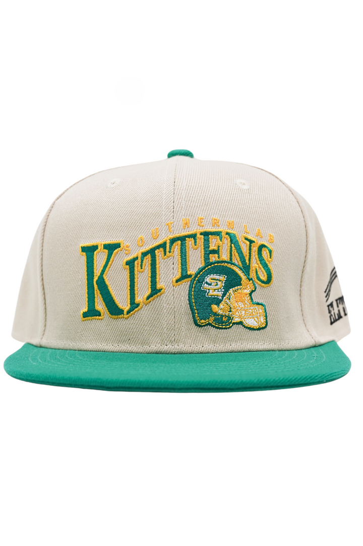 SULAB Kitten Football Snapback HAT - Tan/Green