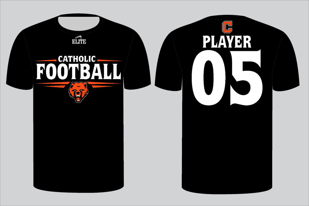 Catholic Fan Football T-shirt - Black (White Logo)