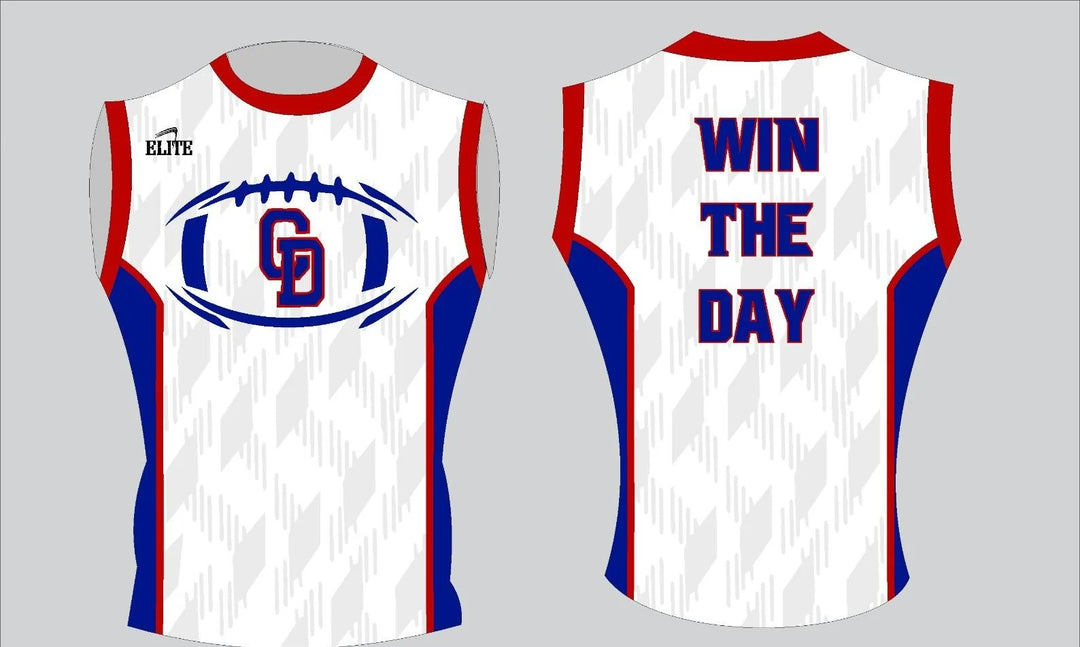 Country Day Football Compression Top - White/Blue