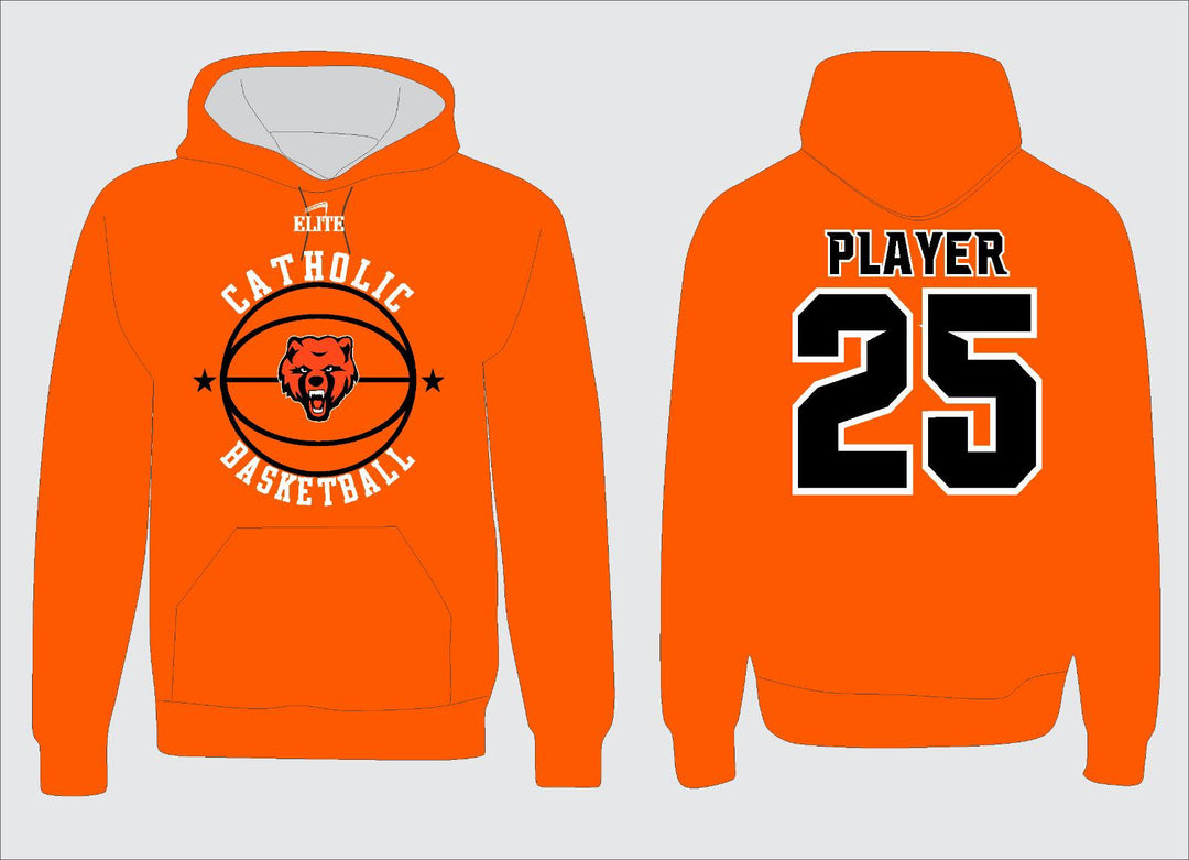 Catholic High Bears Basketball Hoodie - Orange ( Bear Logo )