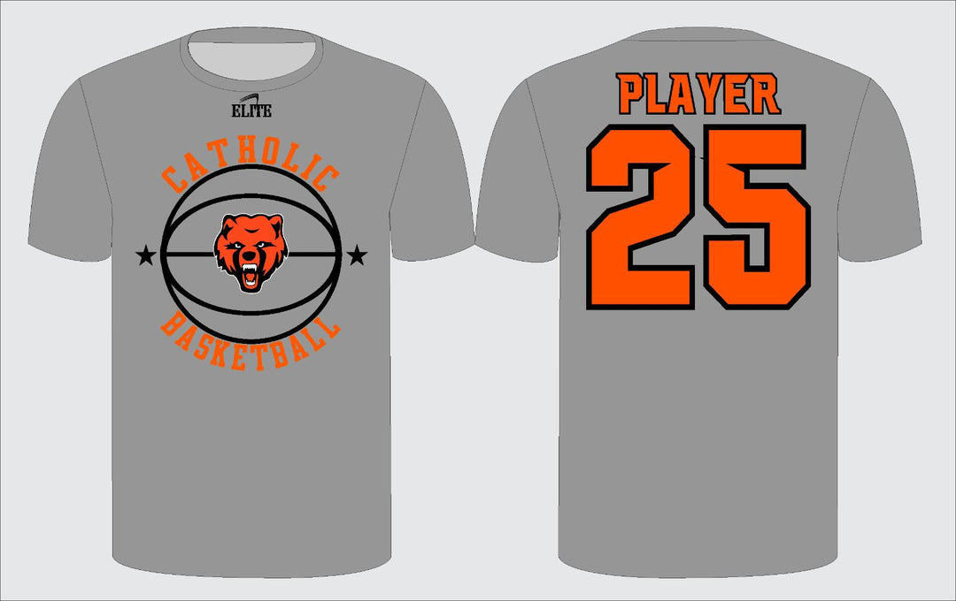 Catholic High Bears Basketball T-shirt - Grey ( Bear Logo )