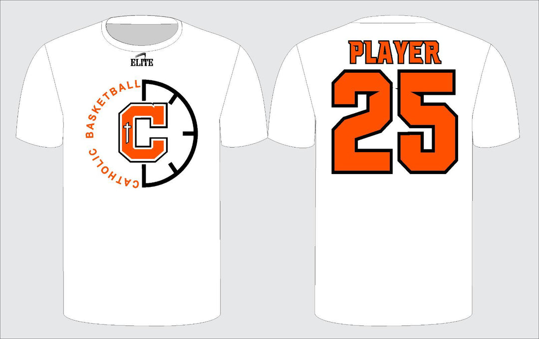 Catholic High Bears Basketball T-shirt - White( C Logo )