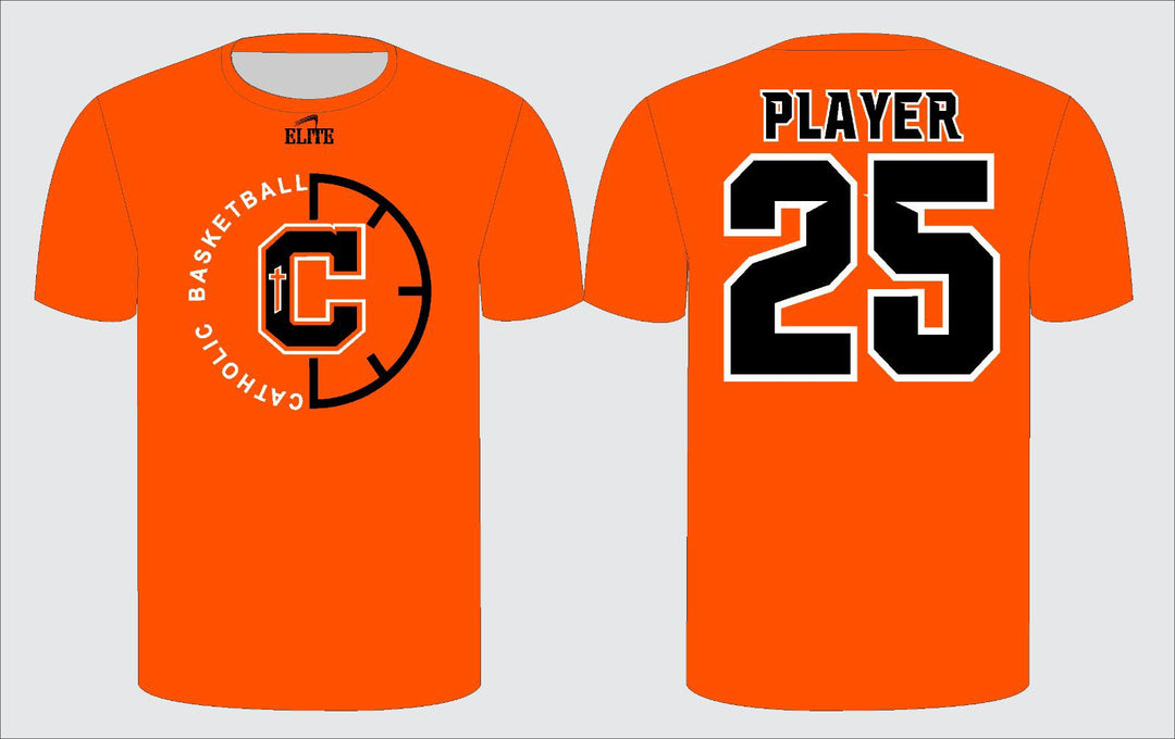 Catholic High Bears Basketball T-shirt - Orange ( C Logo )