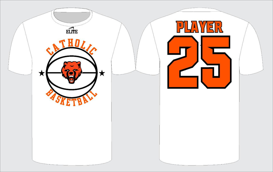 Catholic High Bears Basketball T-shirt - White ( Bear Logo )