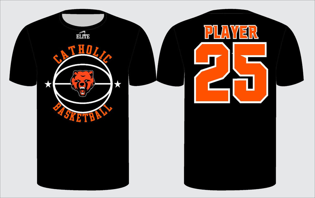 Catholic High Bears Basketball T-shirt - Black ( Bear Logo )