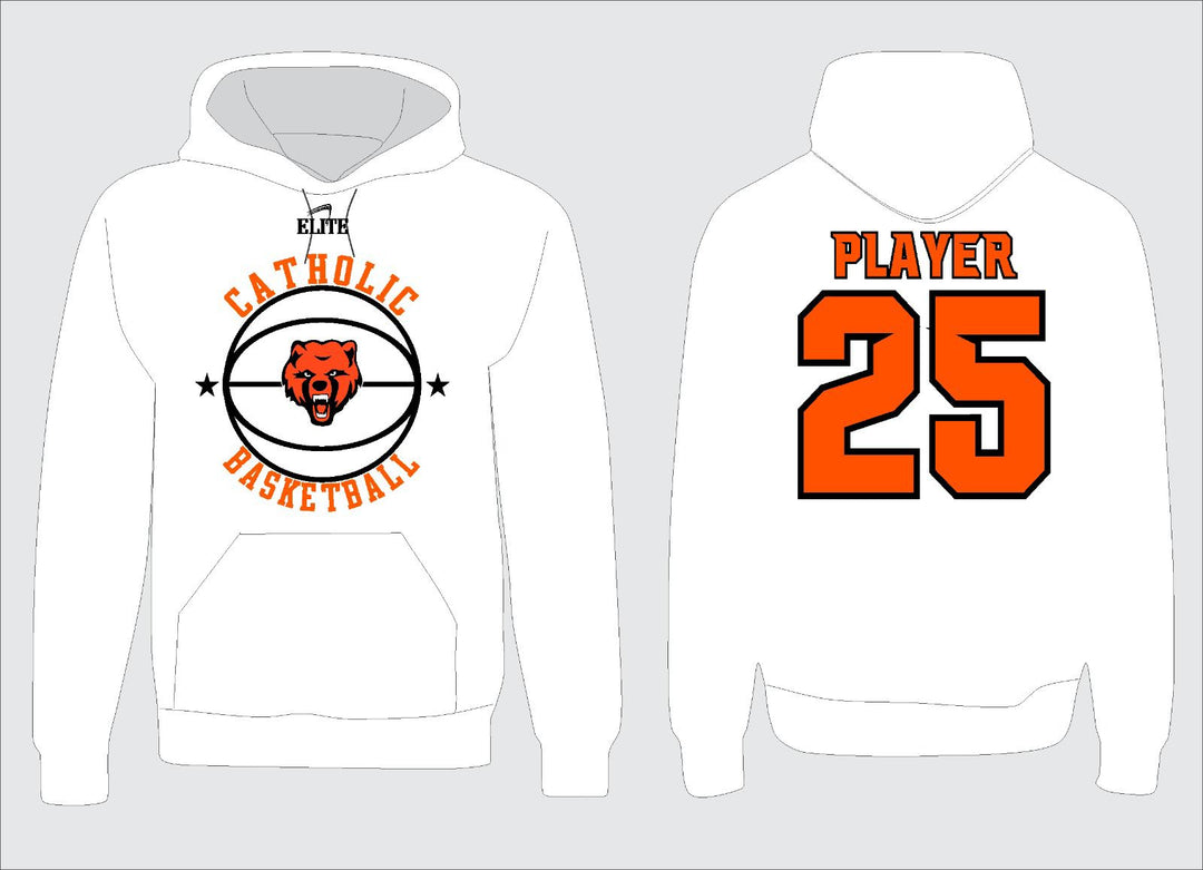 Catholic High Bears Basketball Hoodie - White ( Bear Logo )